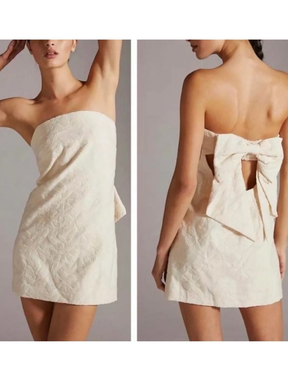 Anthropologie strapless textured bow back dress❤️❤️❤️❤️
